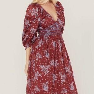Free People Golden Hour Floral Print Maxi Dress in Wine Combo